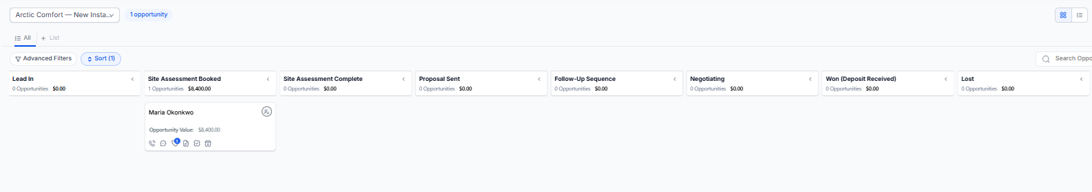 Arctic Comfort New Installation Pipeline